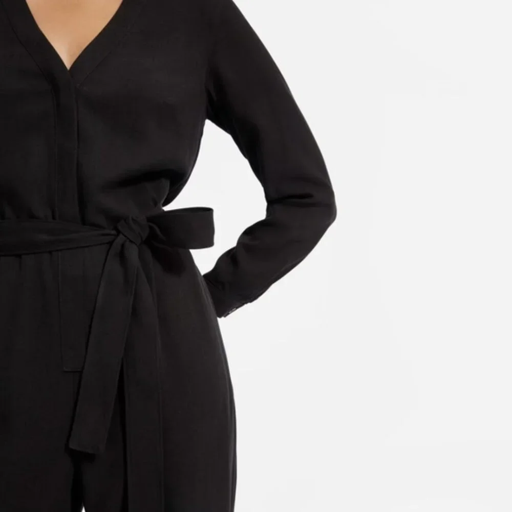 Everlane | The Drape Utility Jumpsuit Solid Black 100% Lyocell | Size 8